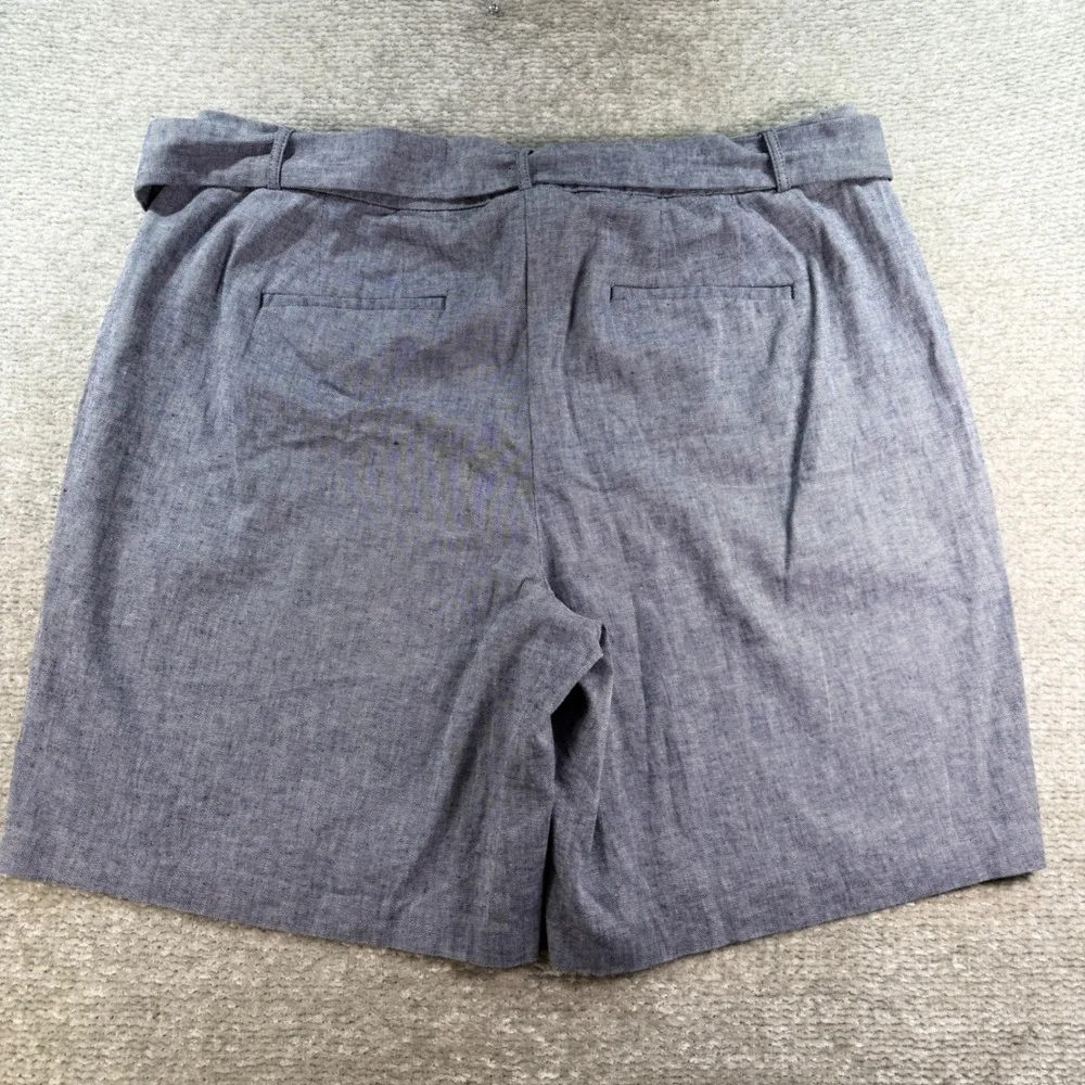 Lane‎ Bryant Shorts Belted Linen Cotton Blend 18 Blue Plus Size Casual Summer